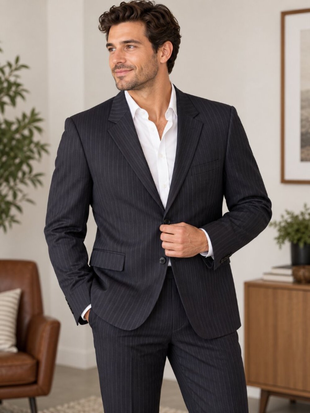 Fumagalli Men's 2-Piece 100% Wool Pinstripe Suit 42S 36S